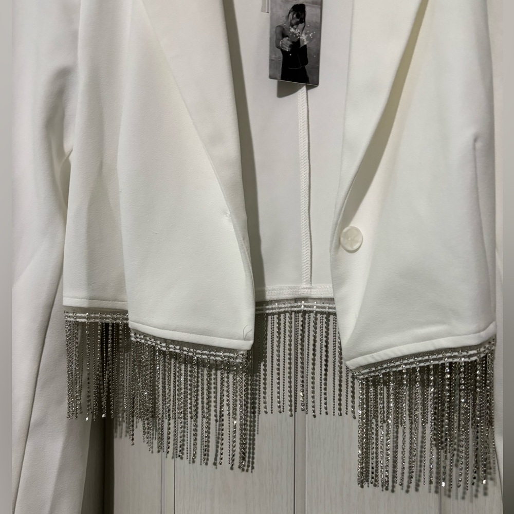 Sincerely Jules - White Blazer with Elegant Detailing - Size L - Picture 5 of 9